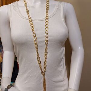 Goldtone clip tassel necklace